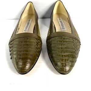 Via Spiga Textured Green Women's Flats